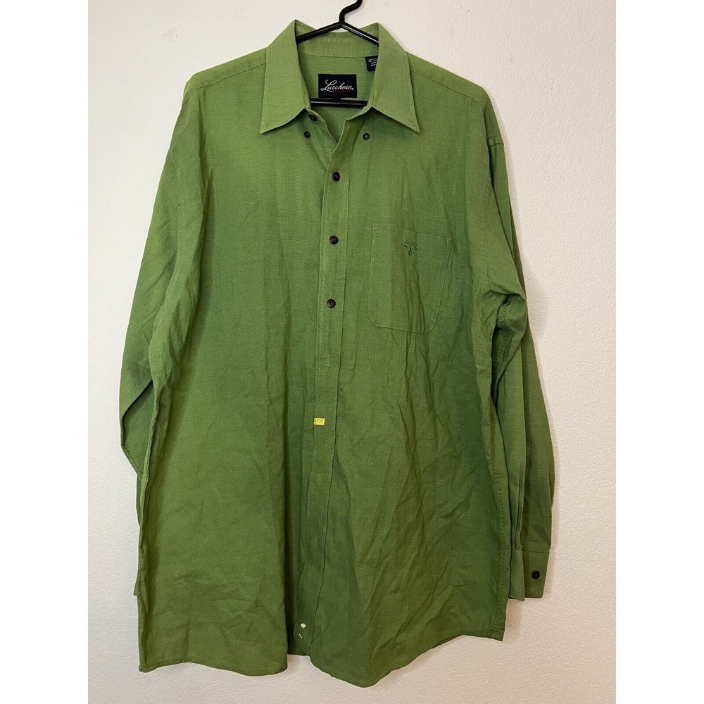Lucchese Classic Shirt Mens Large Green Button Up Long Sleeve
